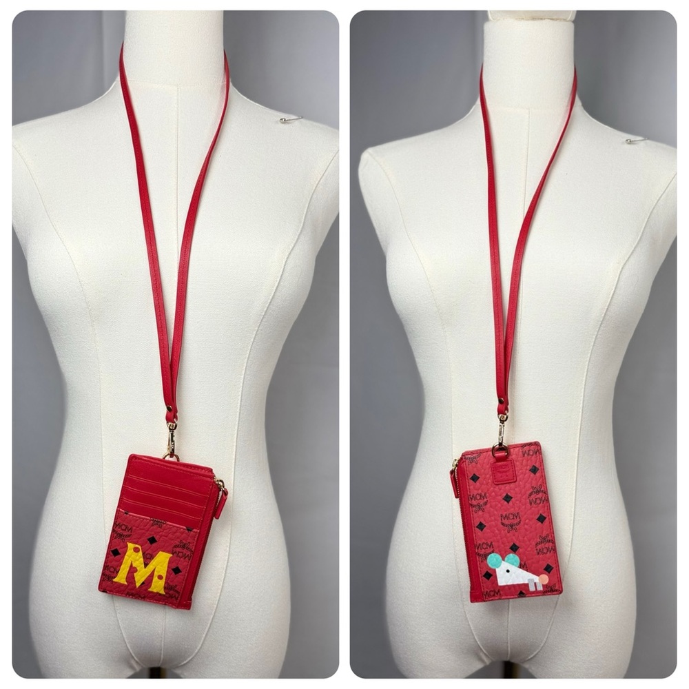 NEW! Unisex MCM Viva Red Visetos Year Of The Mouse Lanyard Card Holder - Picture 13 of 17